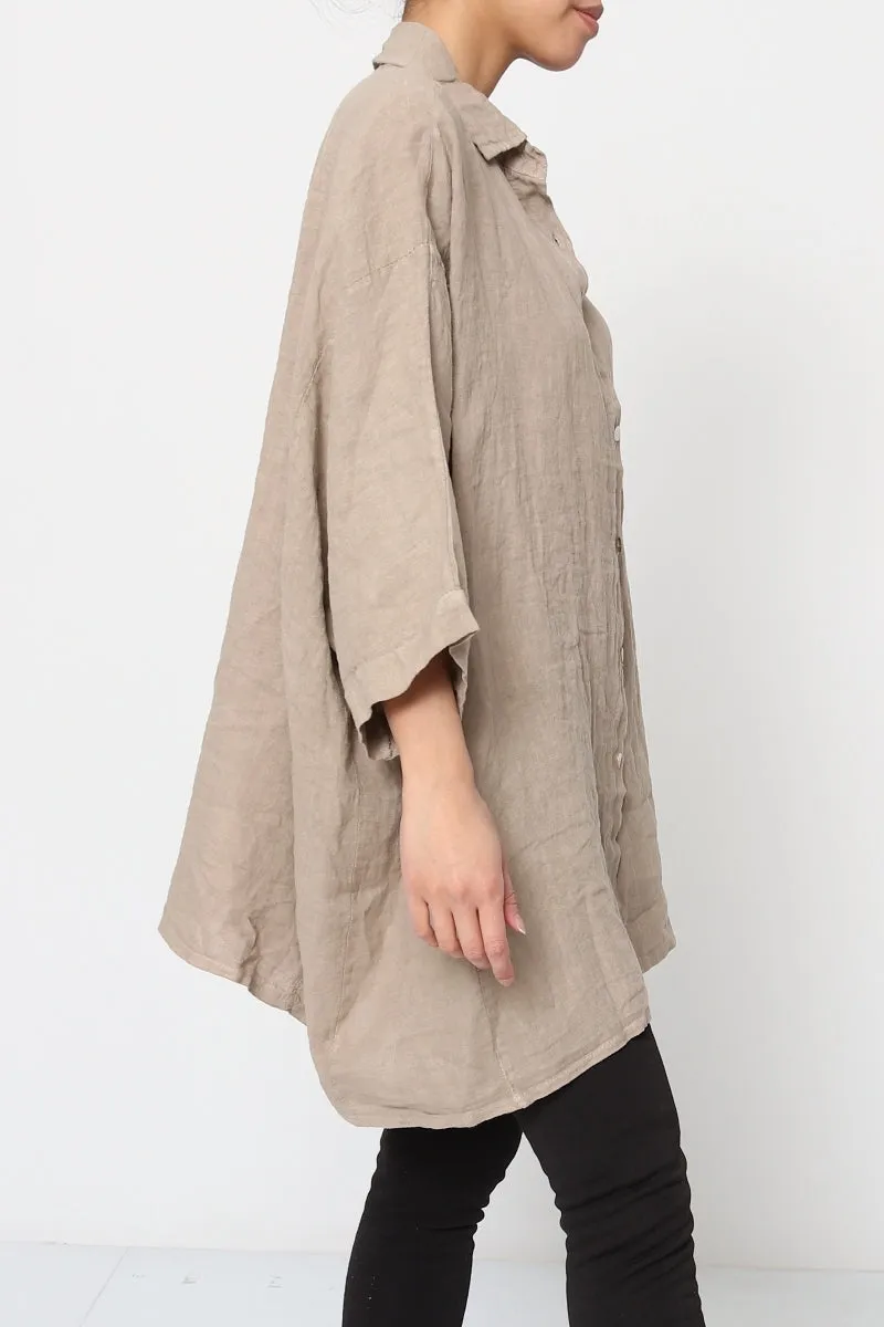2858 Button Up Top - 100% Linen,Women Wear