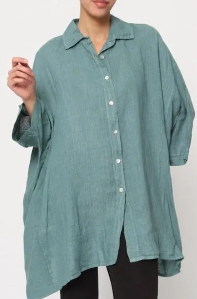 2858 Button Up Top - 100% Linen,Women Wear