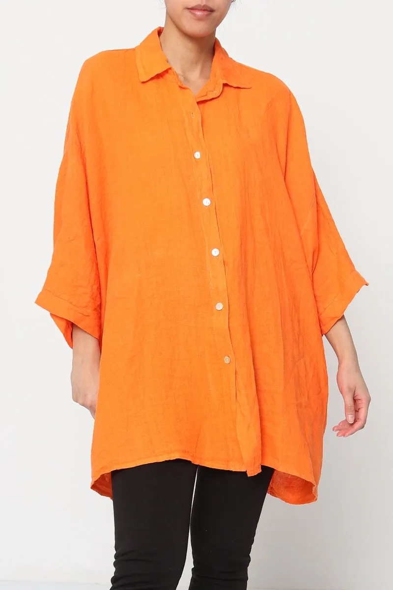 2858 Button Up Top - 100% Linen,Women Wear