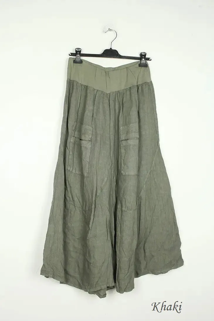 30235 Wide Palazzo Pant in 100% Linen,Women Wear