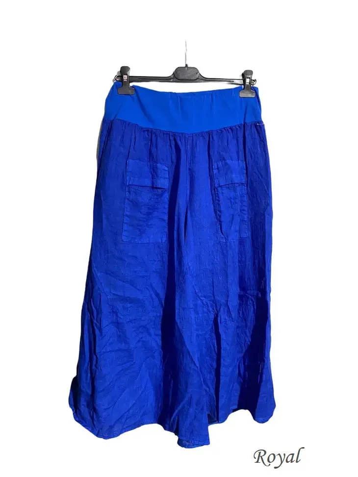 30235 Wide Palazzo Pant in 100% Linen,Women Wear