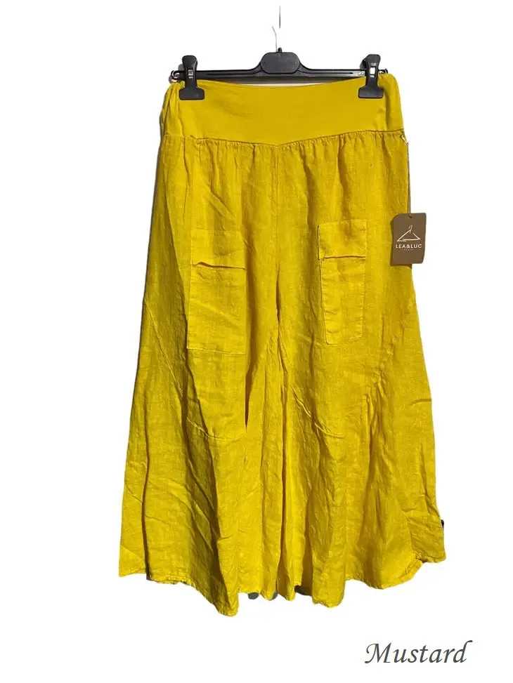 30235 Wide Palazzo Pant in 100% Linen,Women Wear