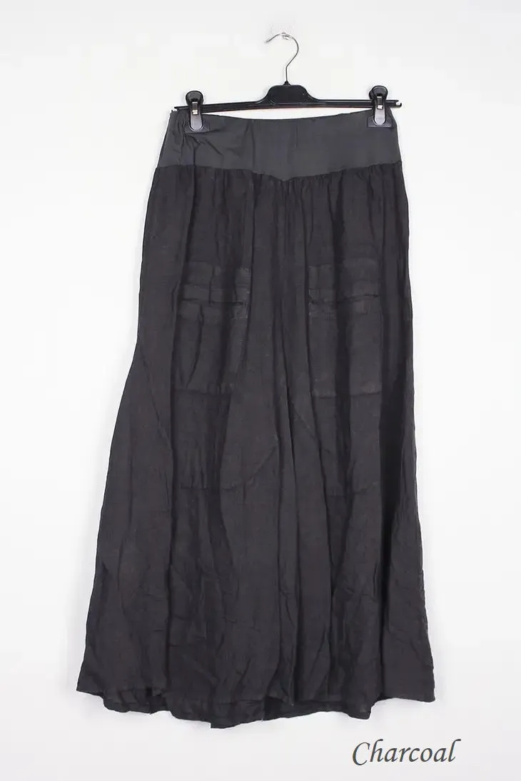 30235 Wide Palazzo Pant in 100% Linen,Women Wear
