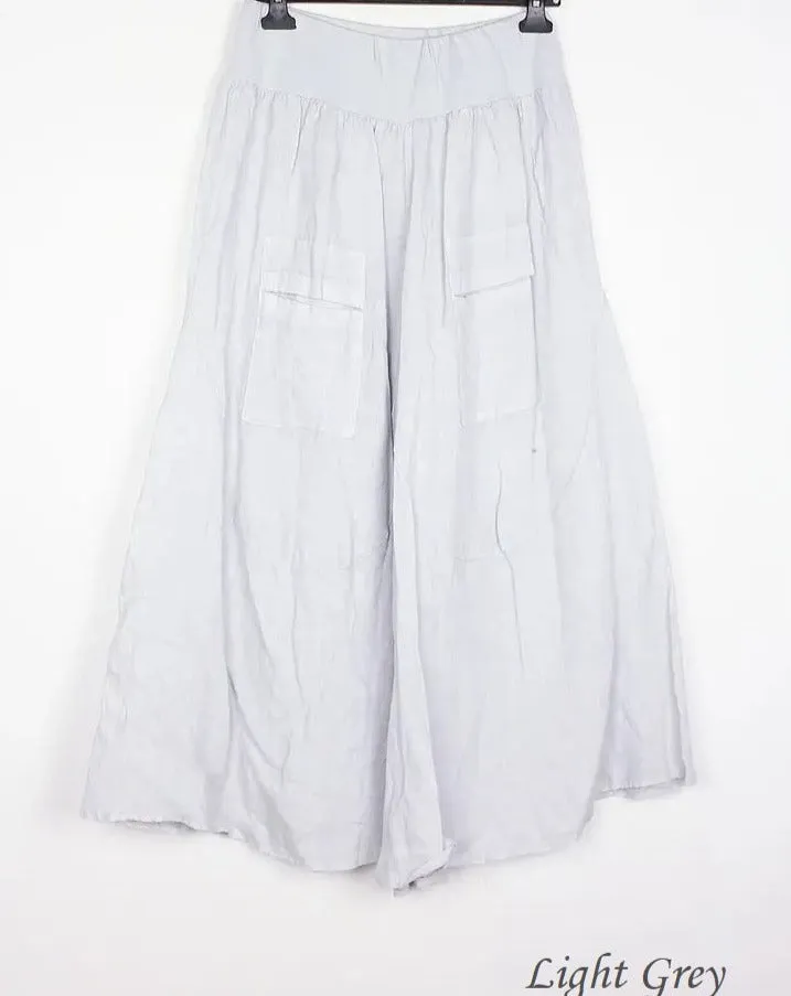 30235 Wide Palazzo Pant in 100% Linen,Women Wear