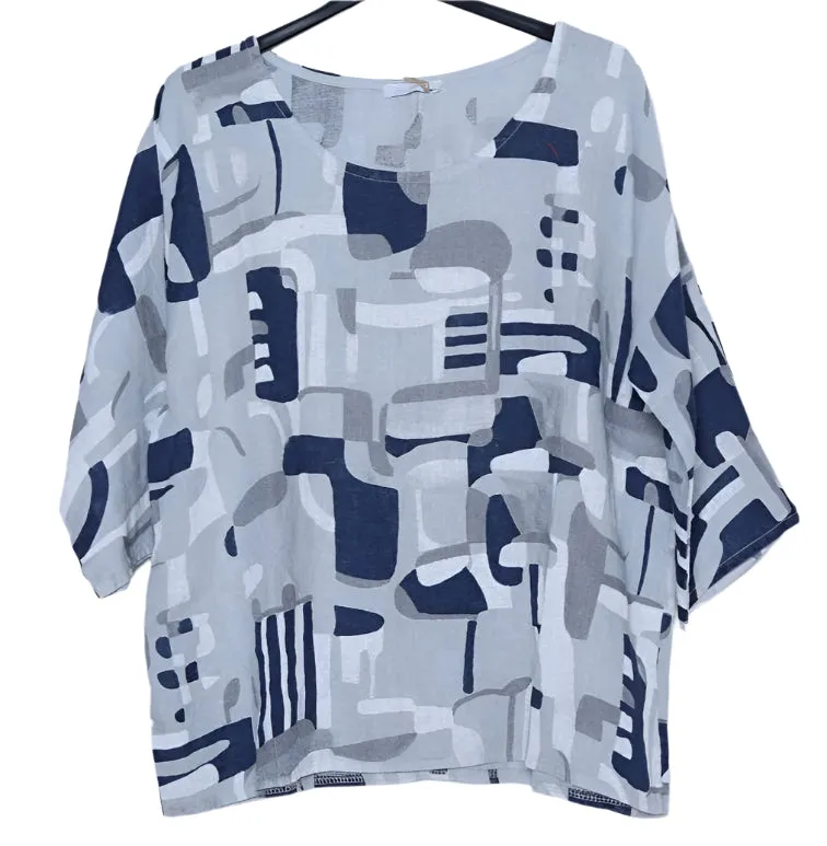 3811 Linen Geo Top,Women Wear
