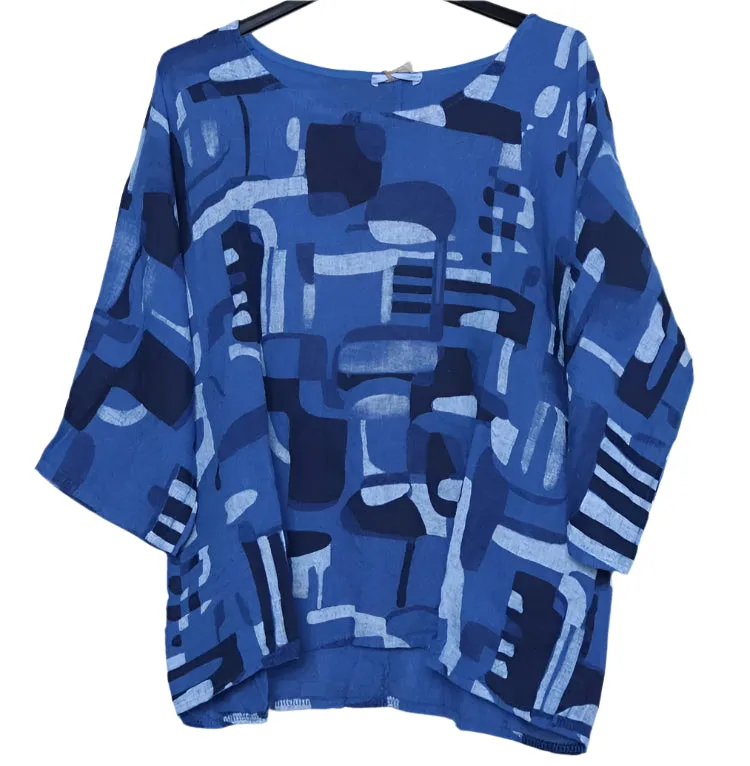 3811 Linen Geo Top,Women Wear