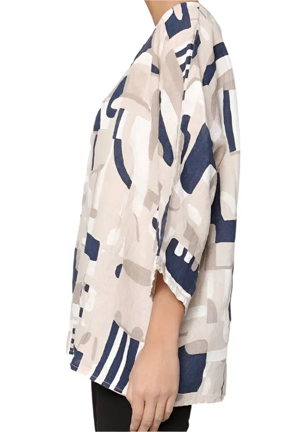 3811 Linen Geo Top,Women Wear