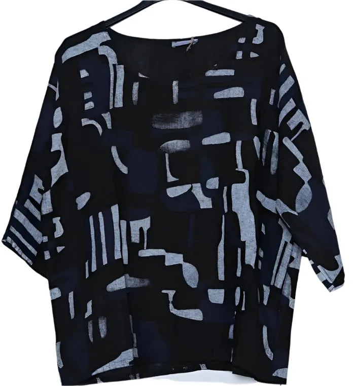 3811 Linen Geo Top,Women Wear
