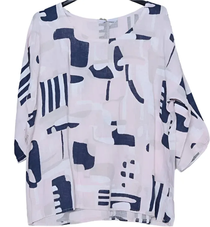 3811 Linen Geo Top,Women Wear