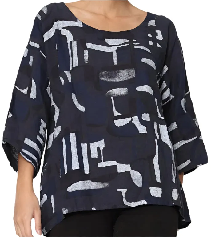 3811 Linen Geo Top,Women Wear