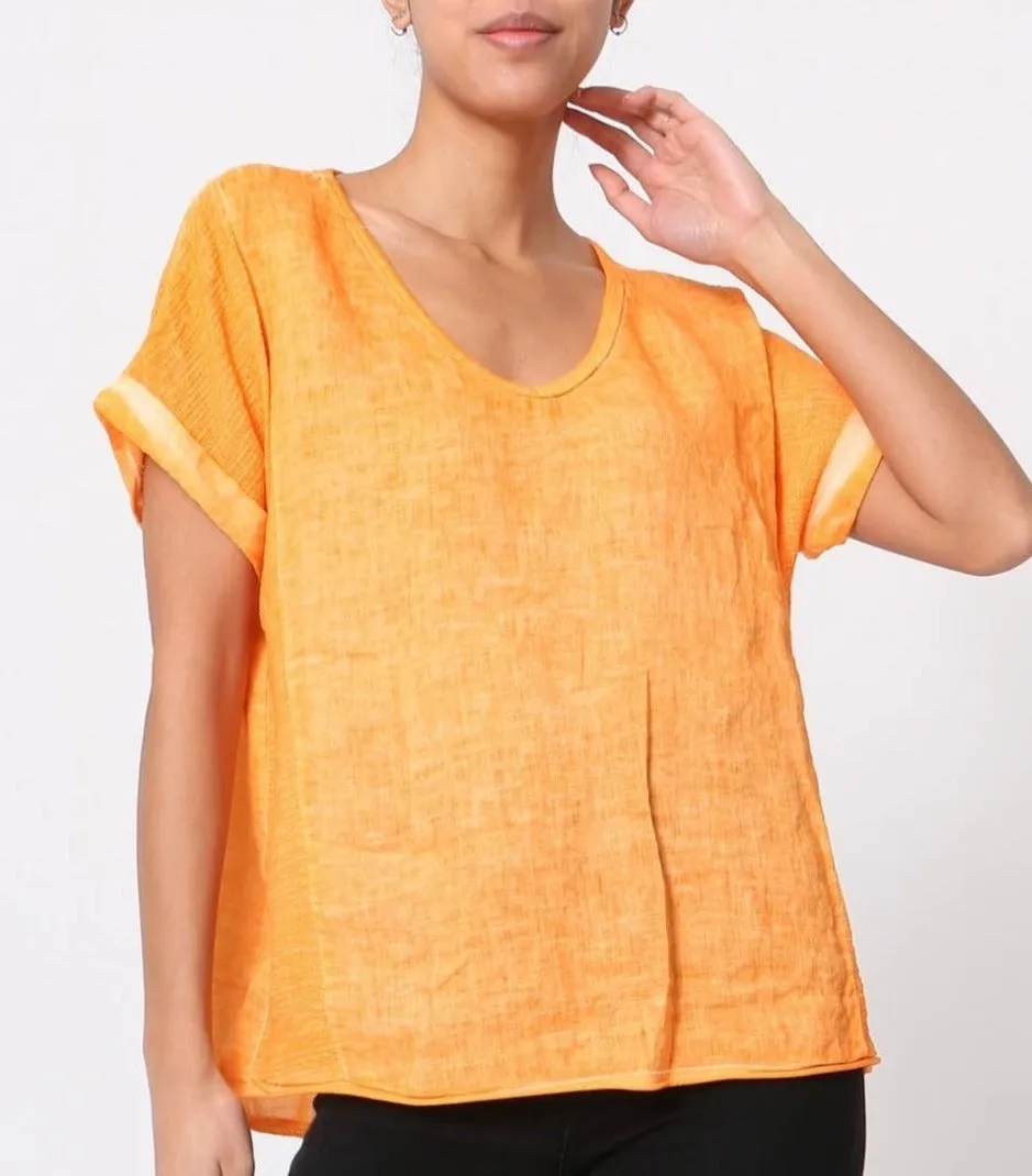 651 Textured Linen Gauze Top,Women Wear