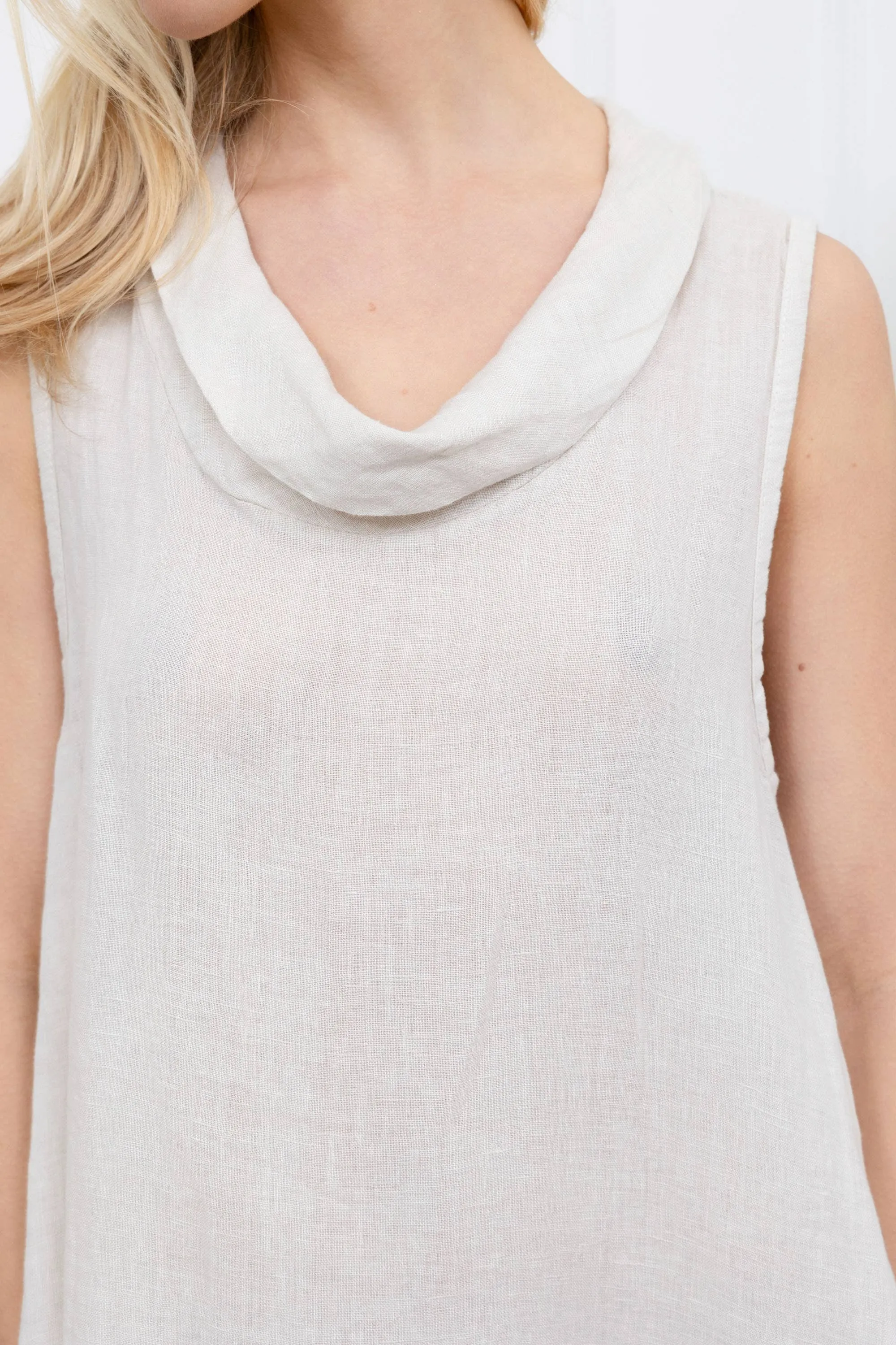 72078L Cowl Dress Linen,Women Wear