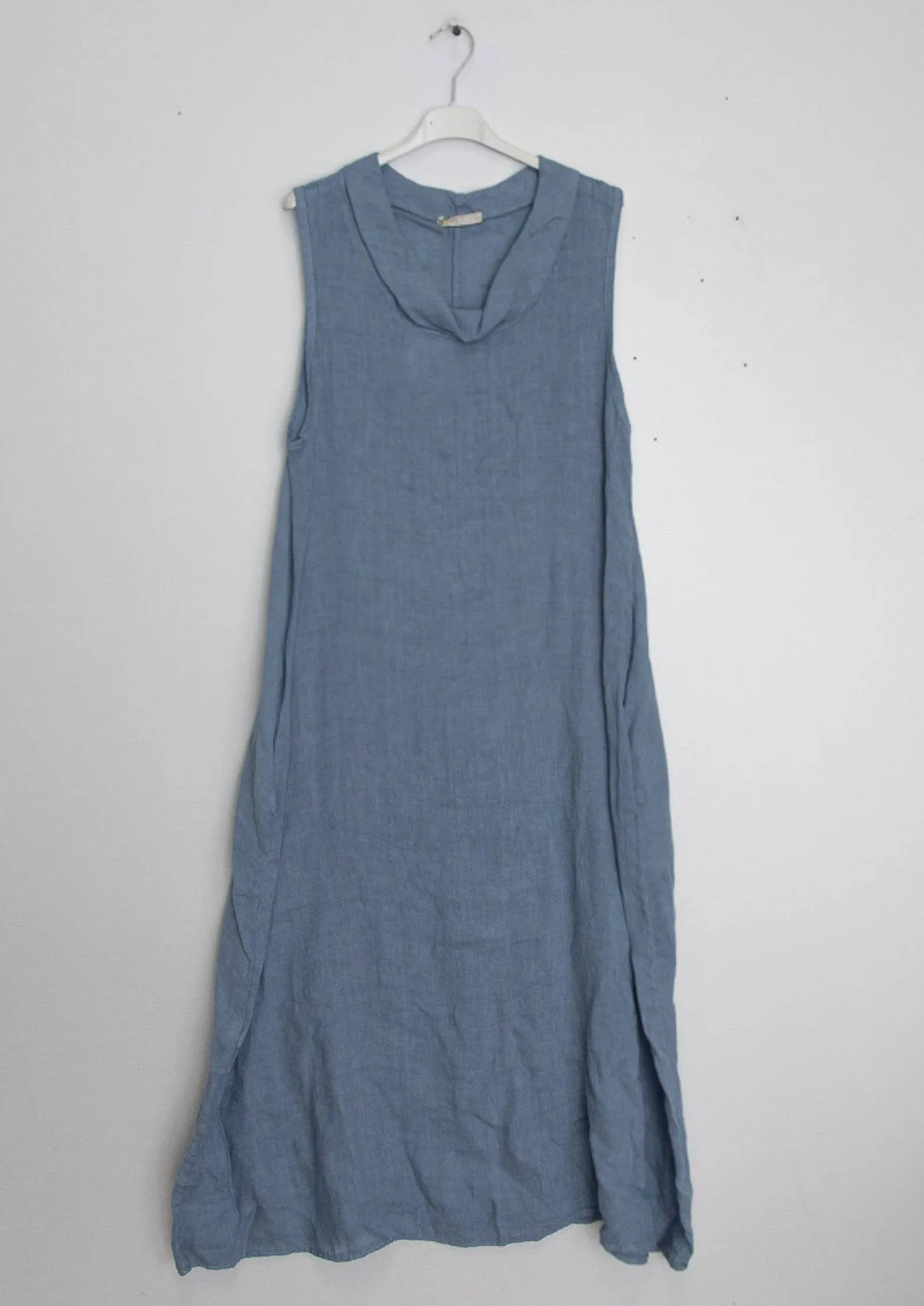 72078L Cowl Dress Linen,Women Wear