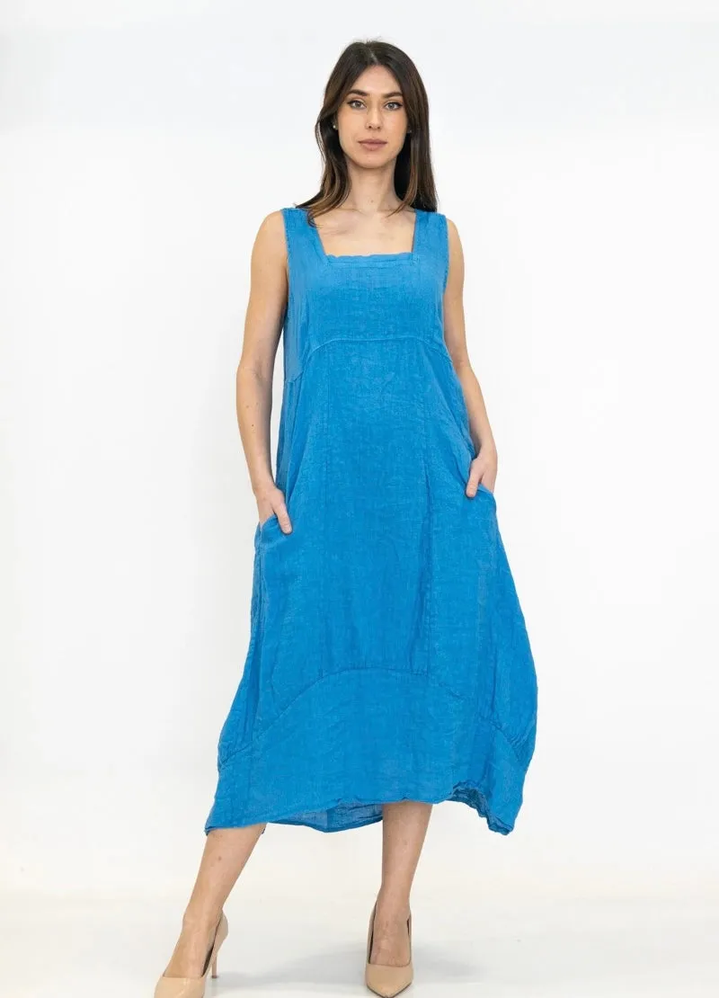 7697 Linen Solid Colette Dress,Women Wear