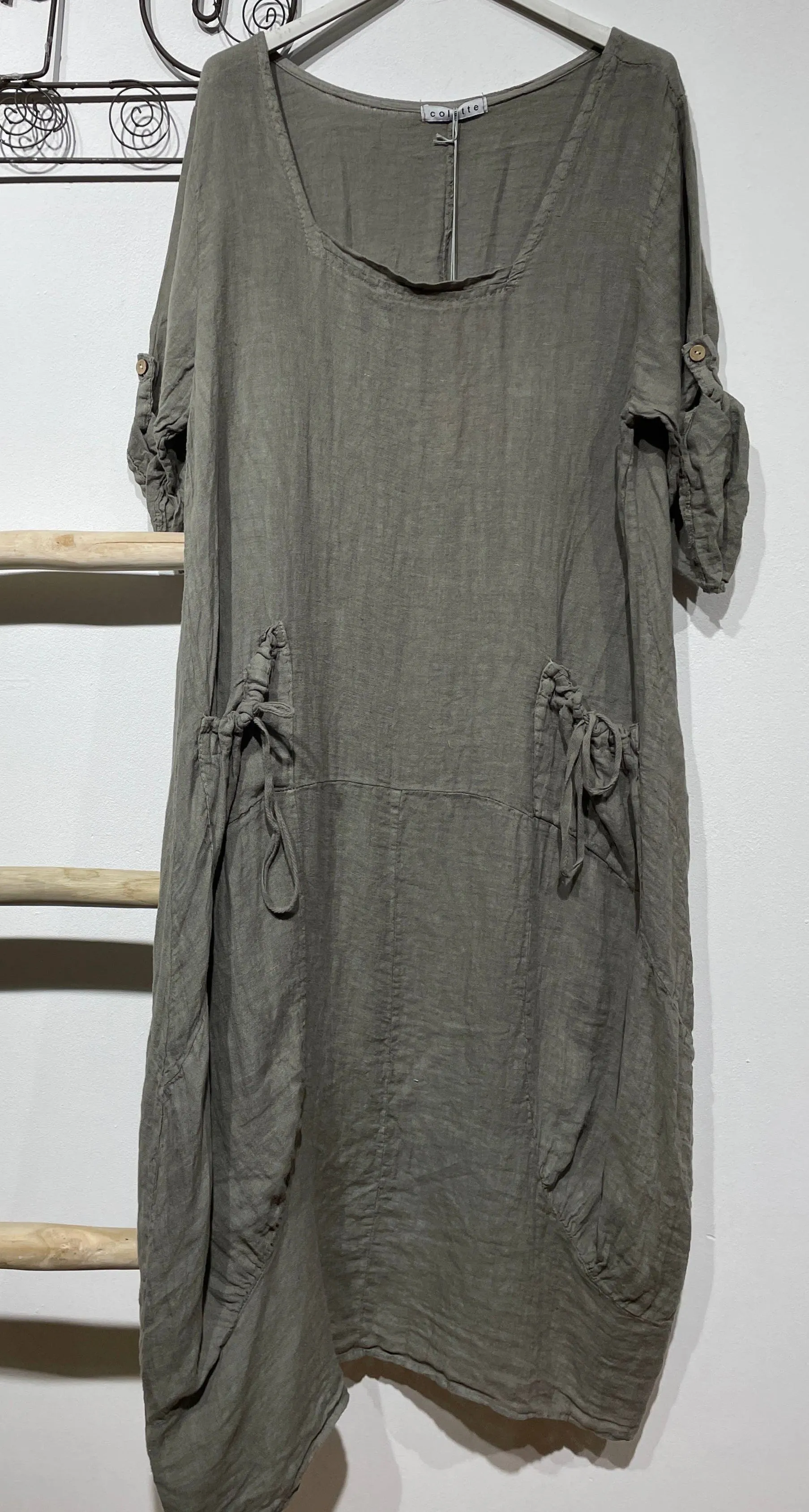 7697 Linen Solid Colette Dress,Women Wear