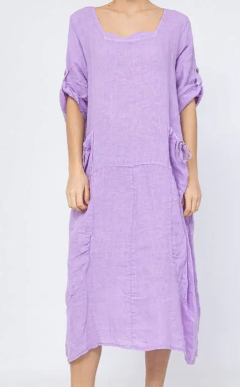 7697 Linen Solid Colette Dress,Women Wear