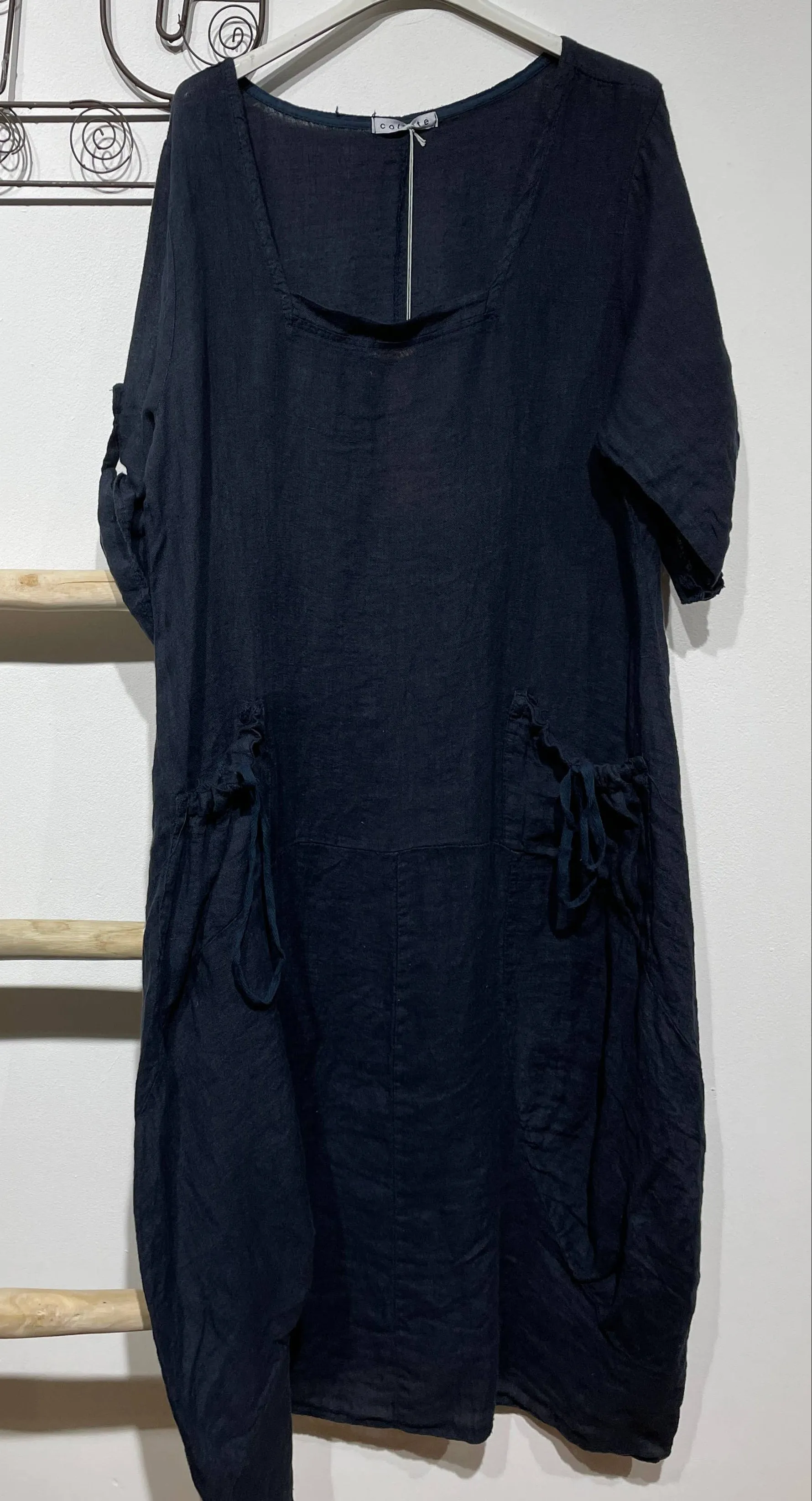 7697 Linen Solid Colette Dress,Women Wear