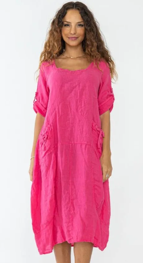 7697 Linen Solid Colette Dress,Women Wear