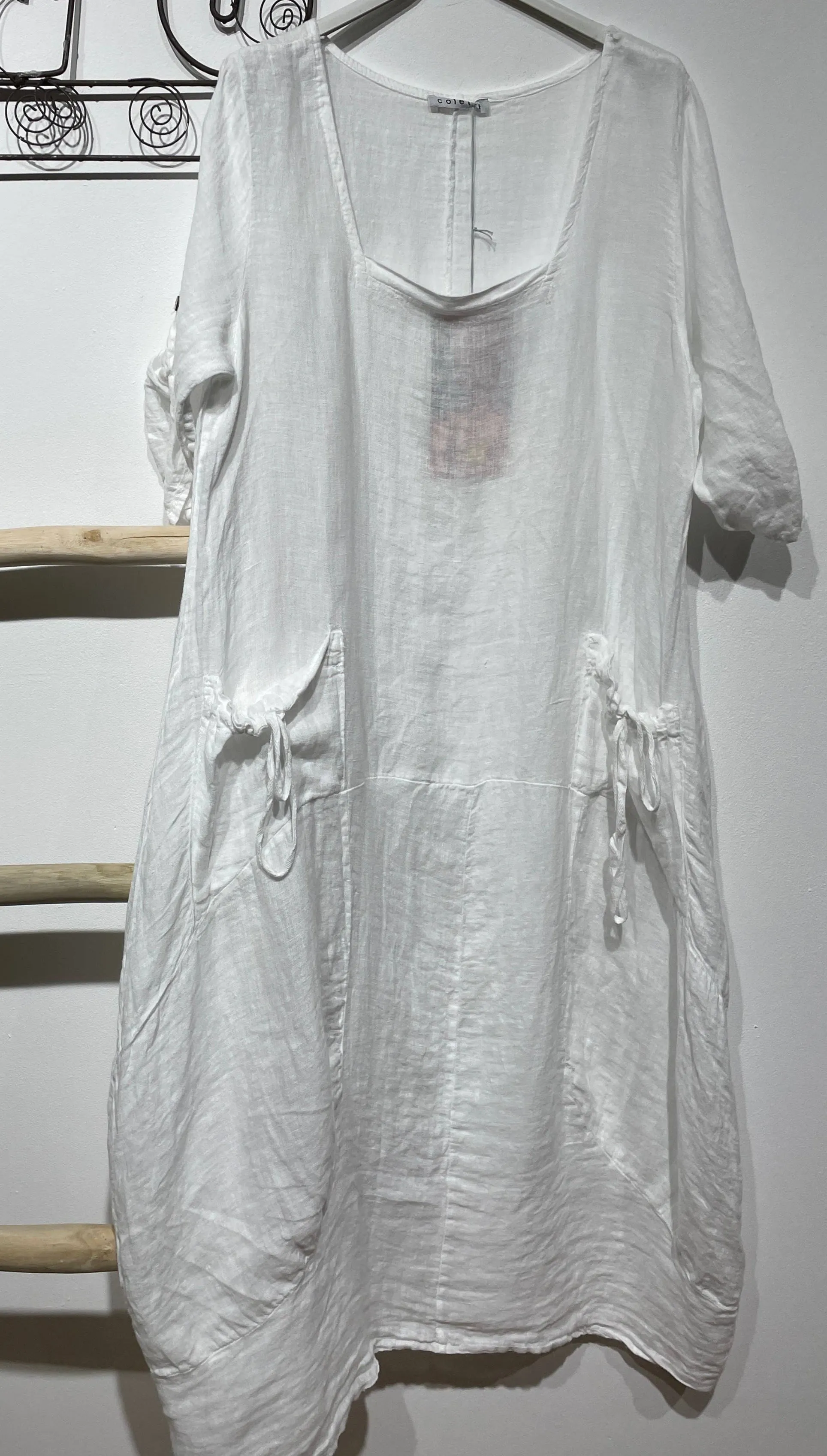 7697 Linen Solid Colette Dress,Women Wear