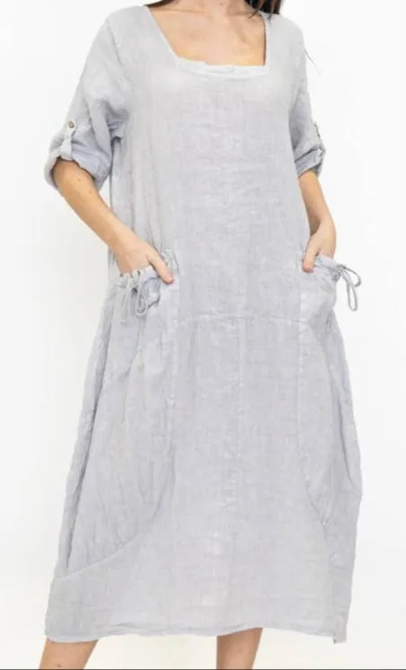 7697 Linen Solid Colette Dress,Women Wear