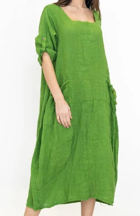 7697 Linen Solid Colette Dress,Women Wear