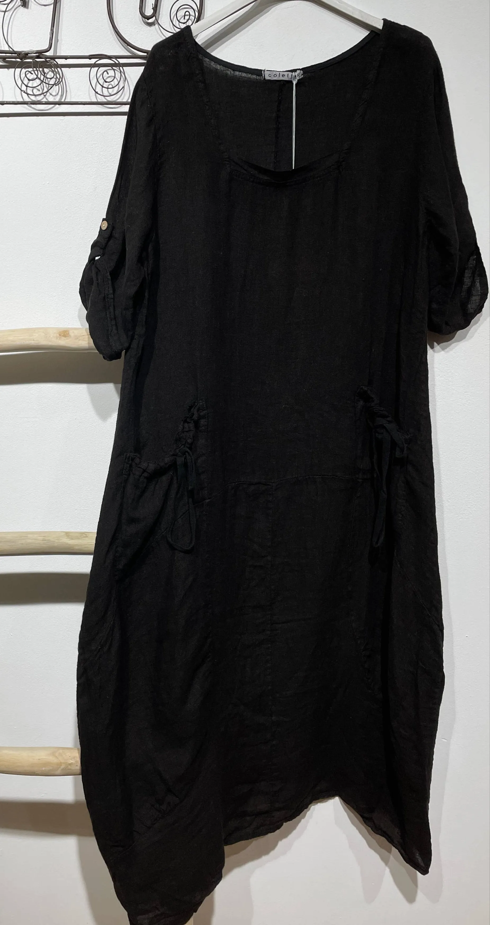 7697 Linen Solid Colette Dress,Women Wear