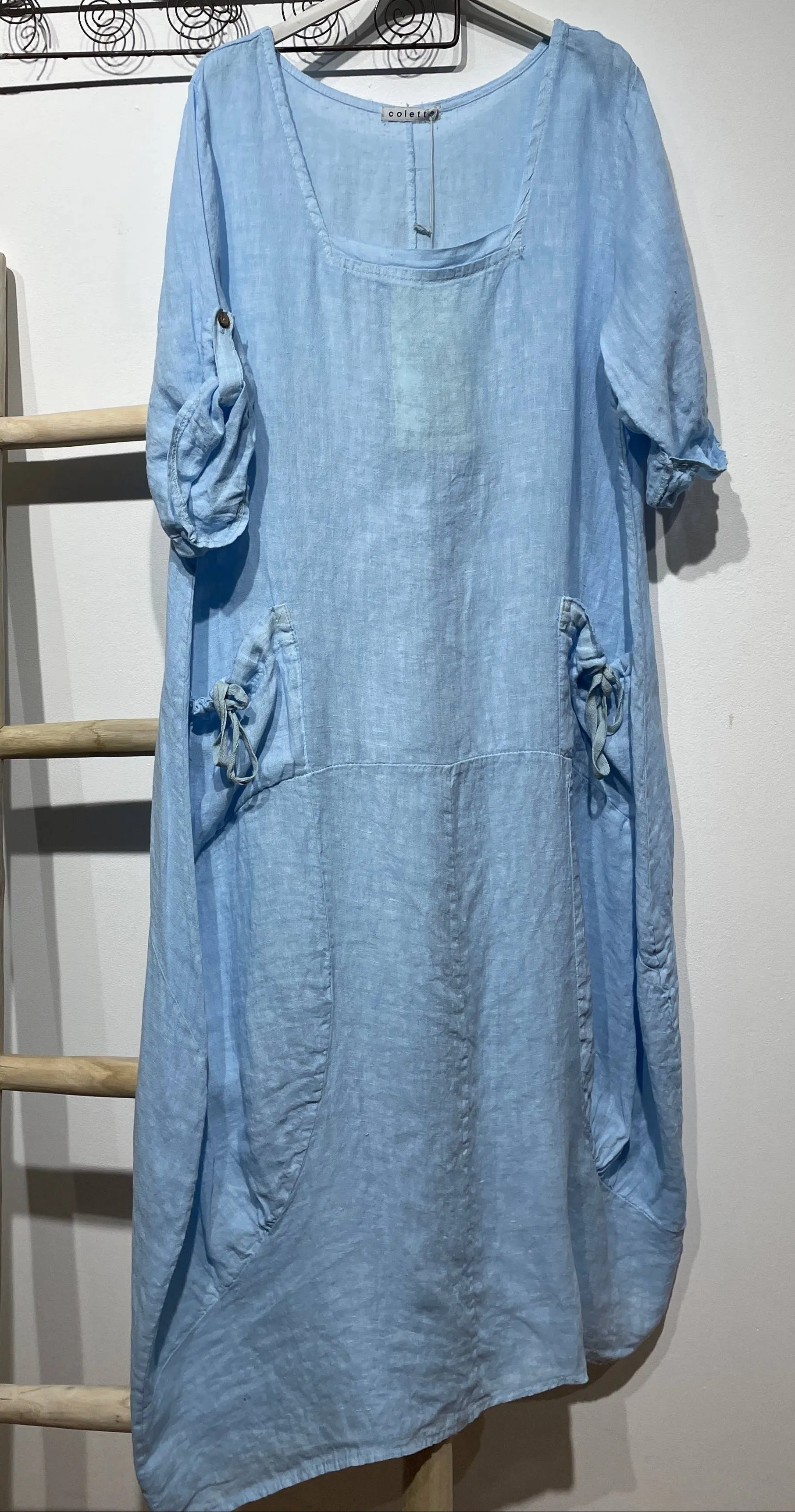 7697 Linen Solid Colette Dress,Women Wear
