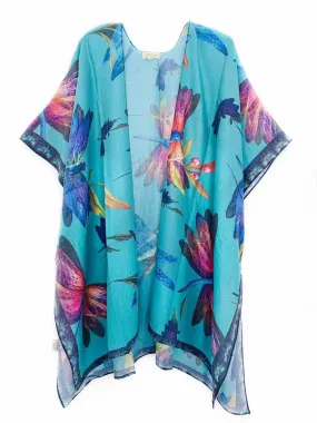 81110 Teal-Multi Dragonfly Kimono,Women Wear