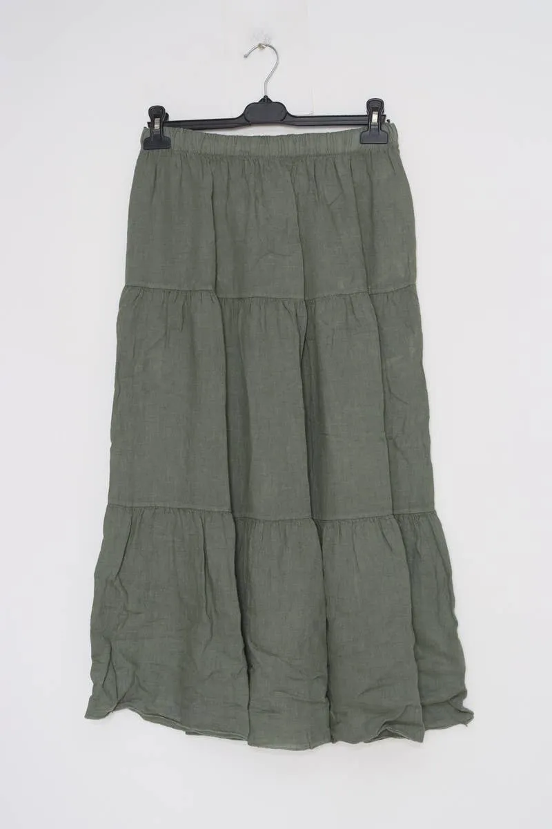 8348 Tiered Linen Skirt,Women Wear