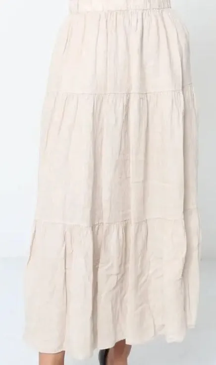 8348 Tiered Linen Skirt,Women Wear
