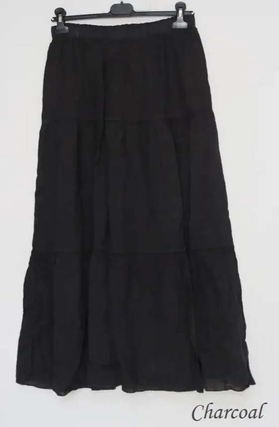 8348 Tiered Linen Skirt,Women Wear