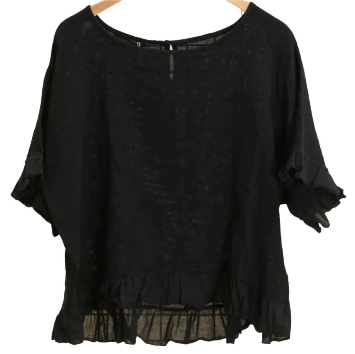 8747 Linen Cotton Blend with Fun Ruffled Details,Women Wear