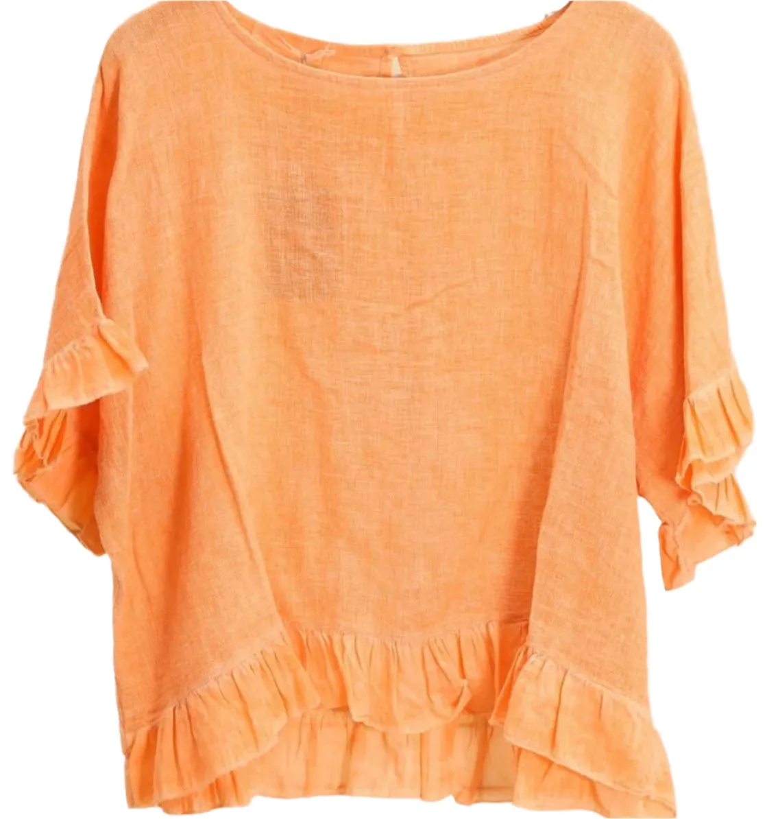 8747 Linen Cotton Blend with Fun Ruffled Details,Women Wear