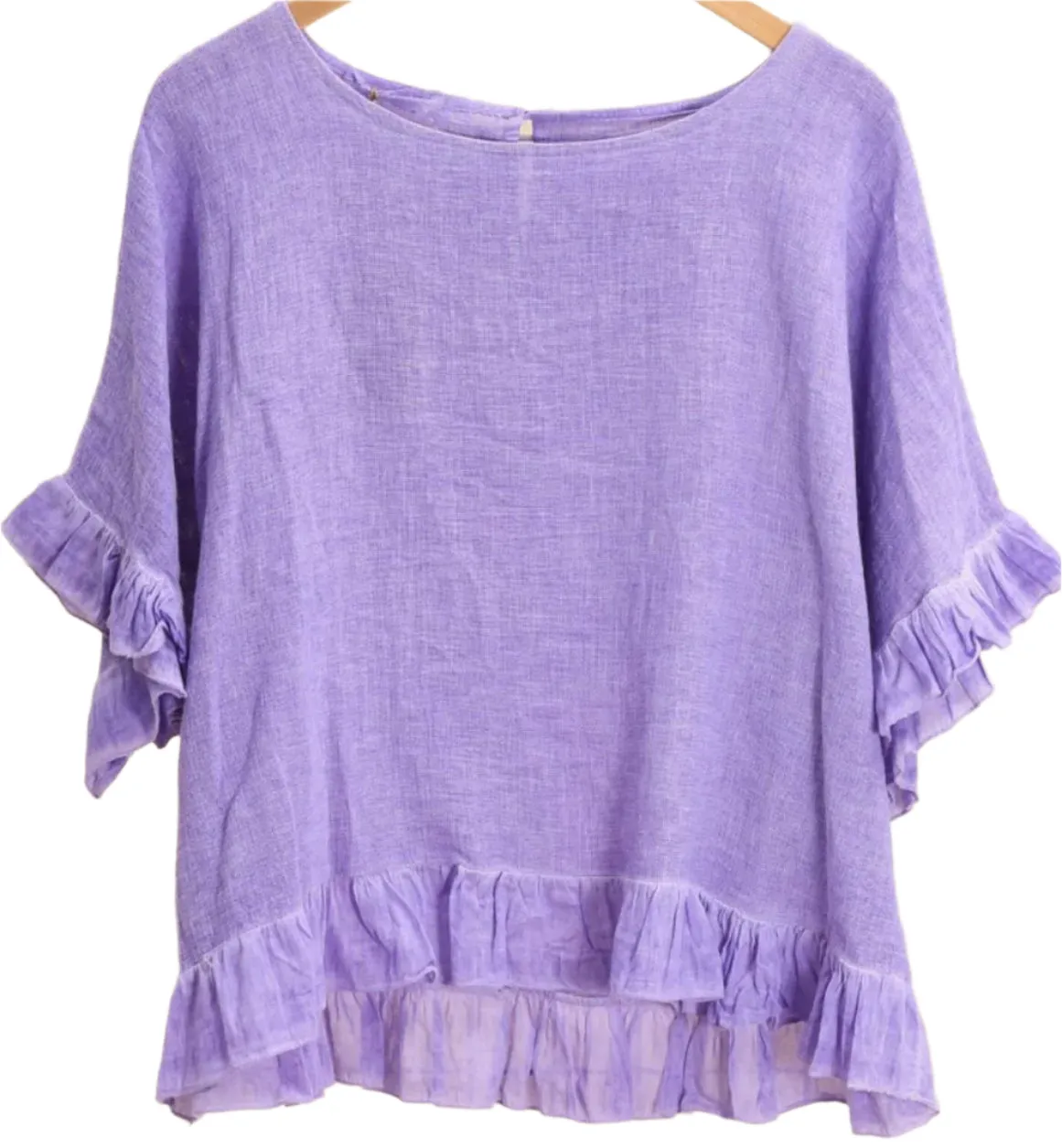 8747 Linen Cotton Blend with Fun Ruffled Details,Women Wear