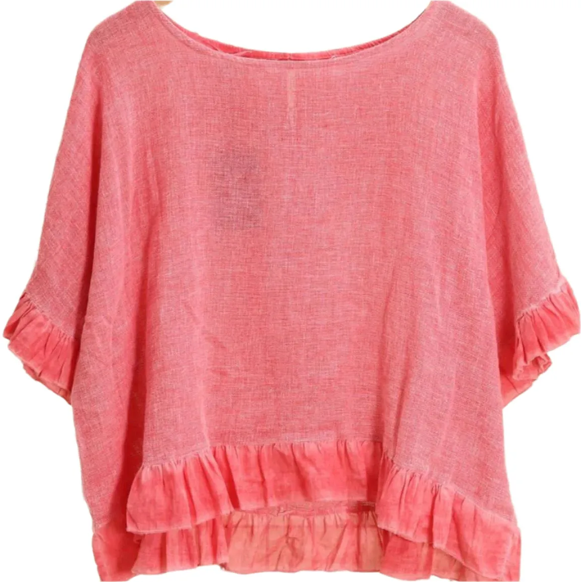 8747 Linen Cotton Blend with Fun Ruffled Details,Women Wear
