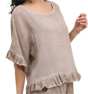 8747 Linen Cotton Blend with Fun Ruffled Details,Women Wear