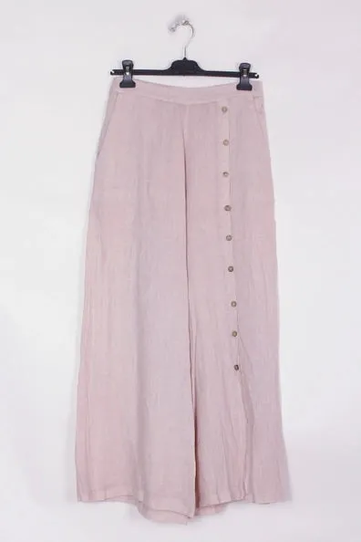 9320 Buttonside Pants 100% Linen,Women Wear