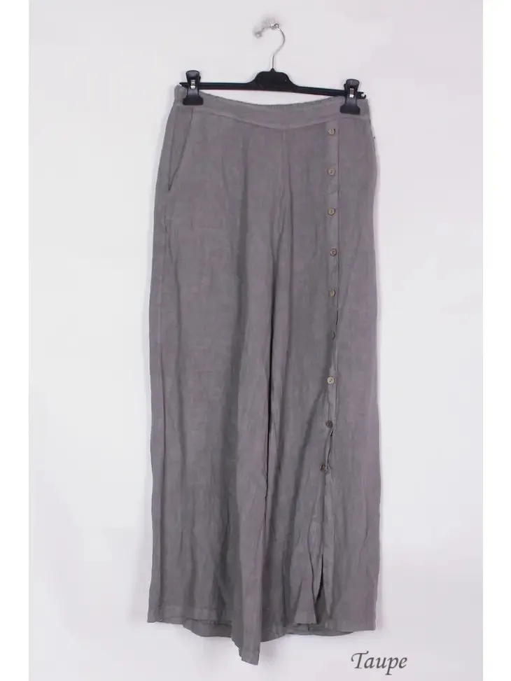 9320 Buttonside Pants 100% Linen,Women Wear