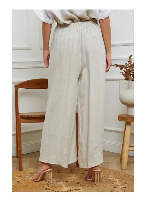 9320 Buttonside Pants 100% Linen,Women Wear