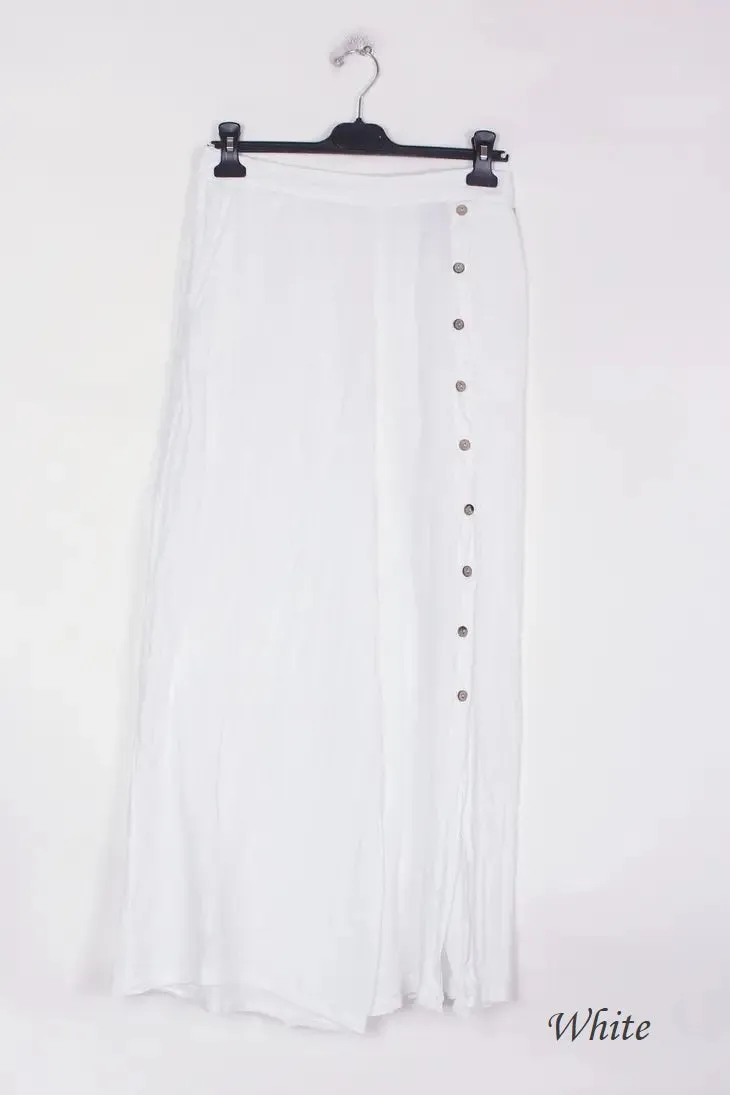 9320 Buttonside Pants 100% Linen,Women Wear