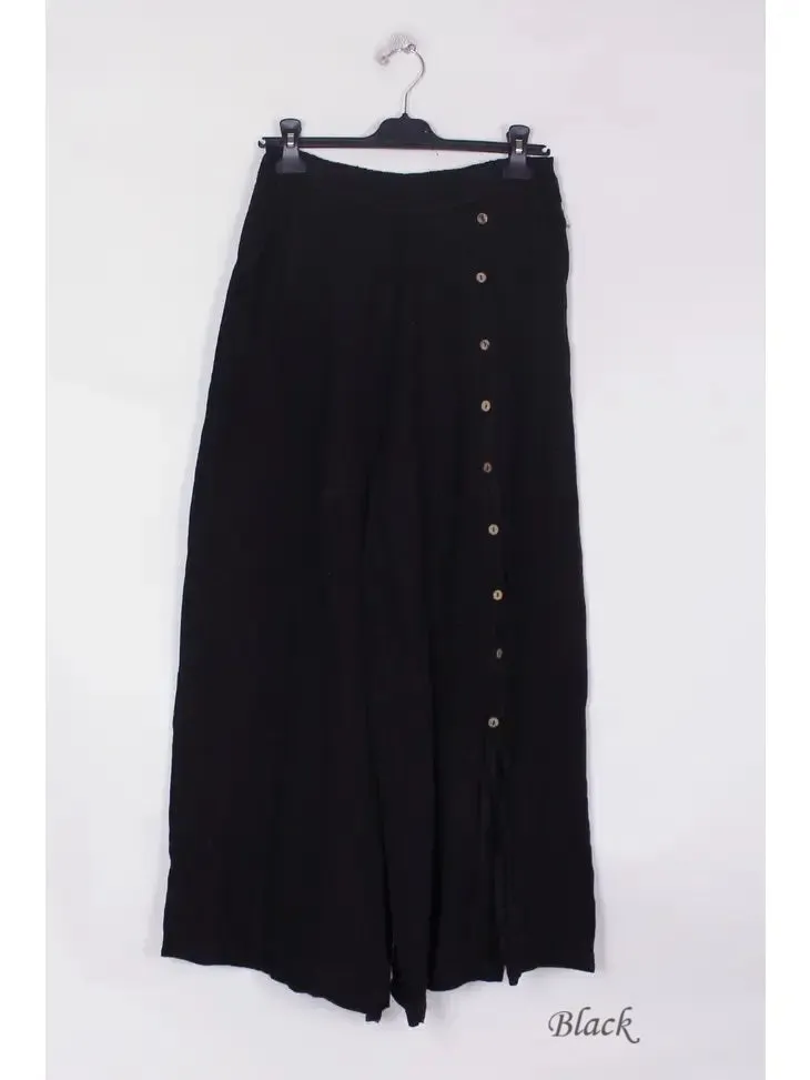 9320 Buttonside Pants 100% Linen,Women Wear