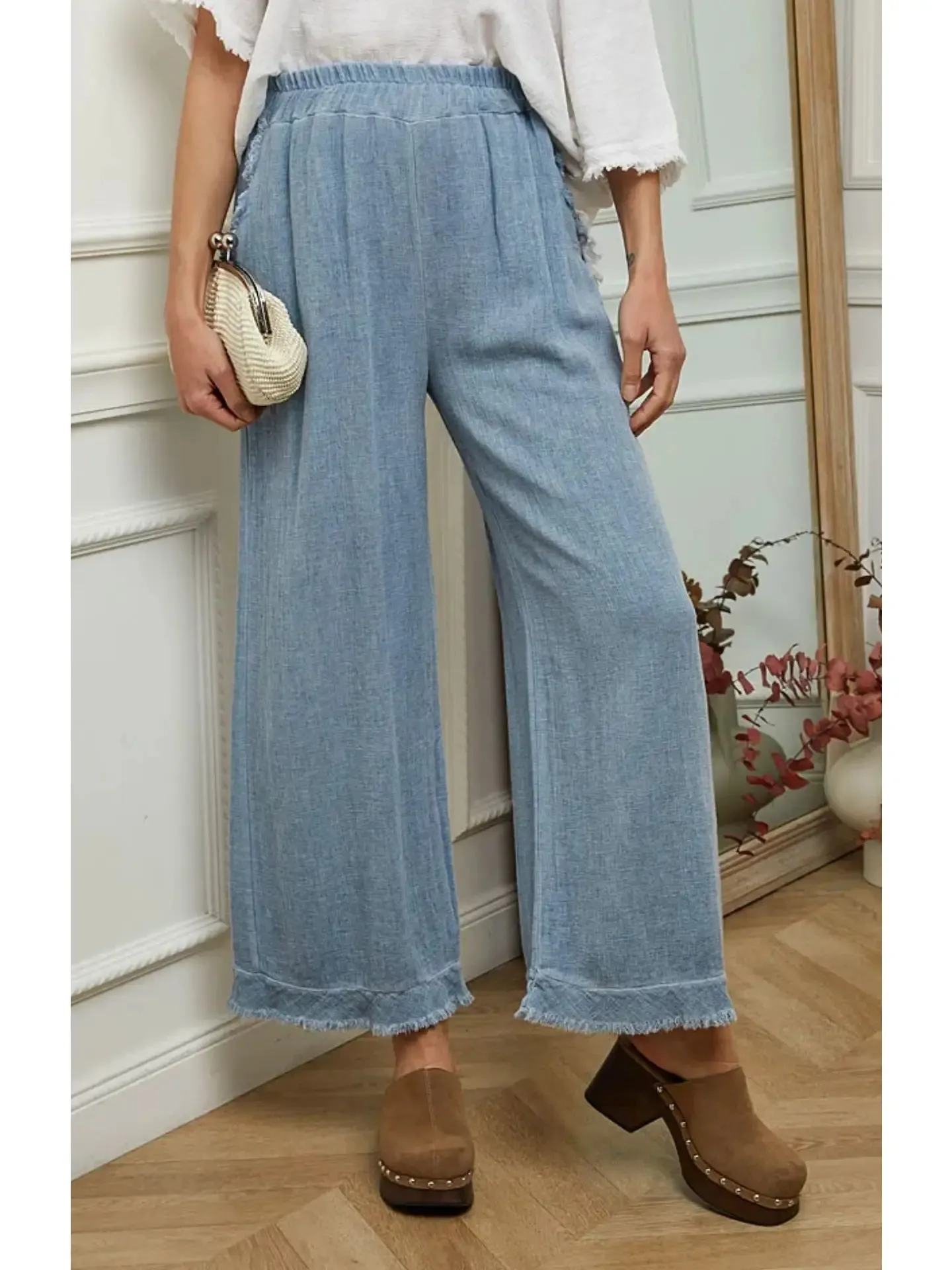9339 Linen Cotton Blend Pant,Women Wear