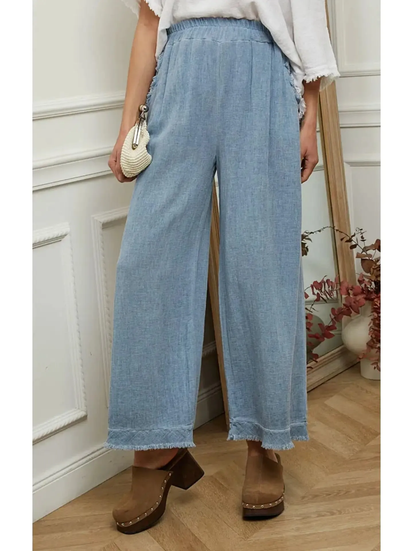 9339 Linen Cotton Blend Pant,Women Wear