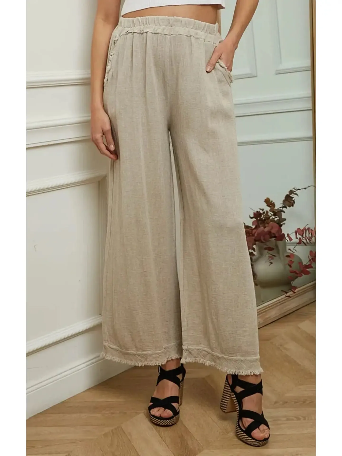 9339 Linen Cotton Blend Pant,Women Wear
