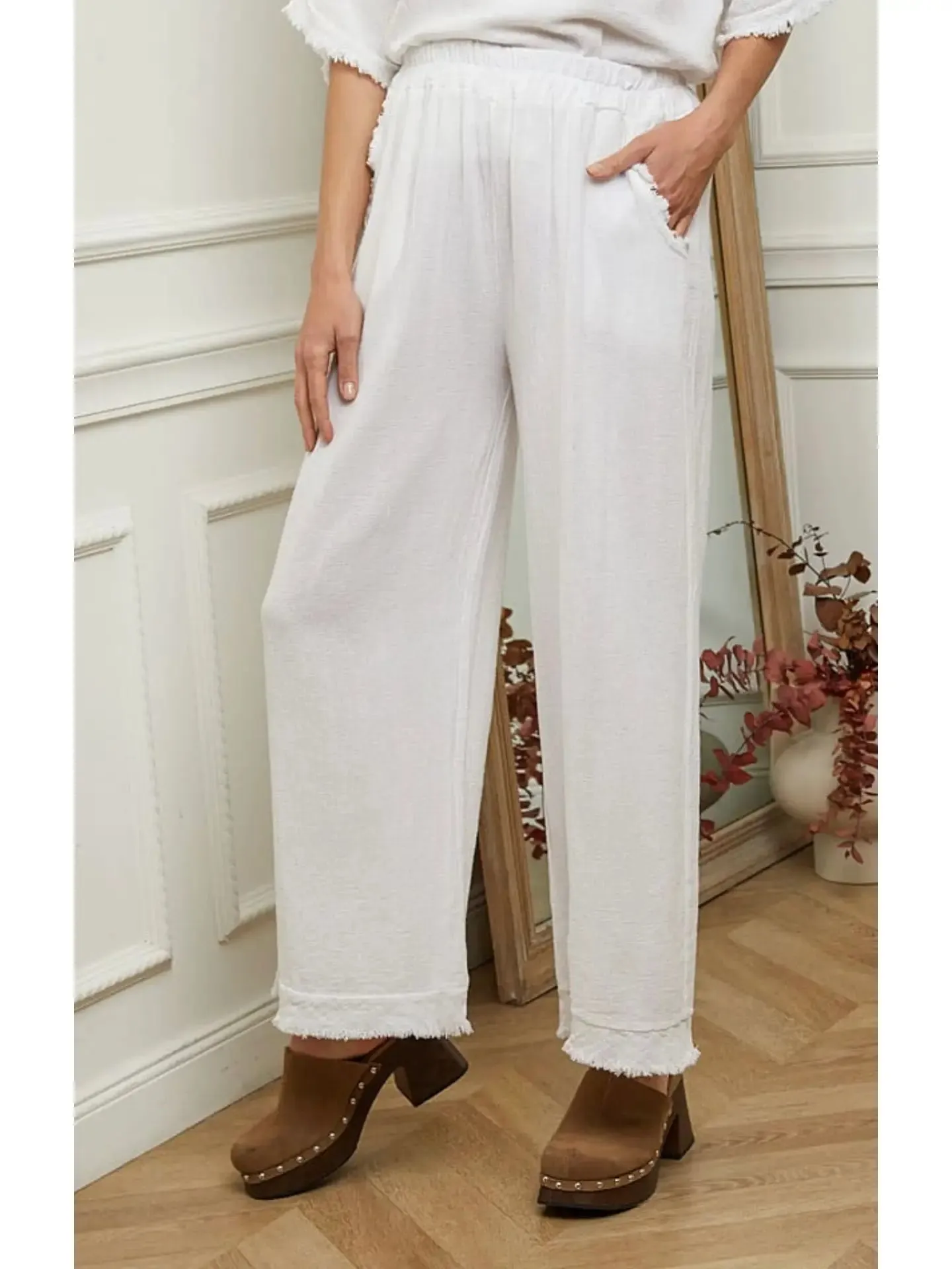 9339 Linen Cotton Blend Pant,Women Wear