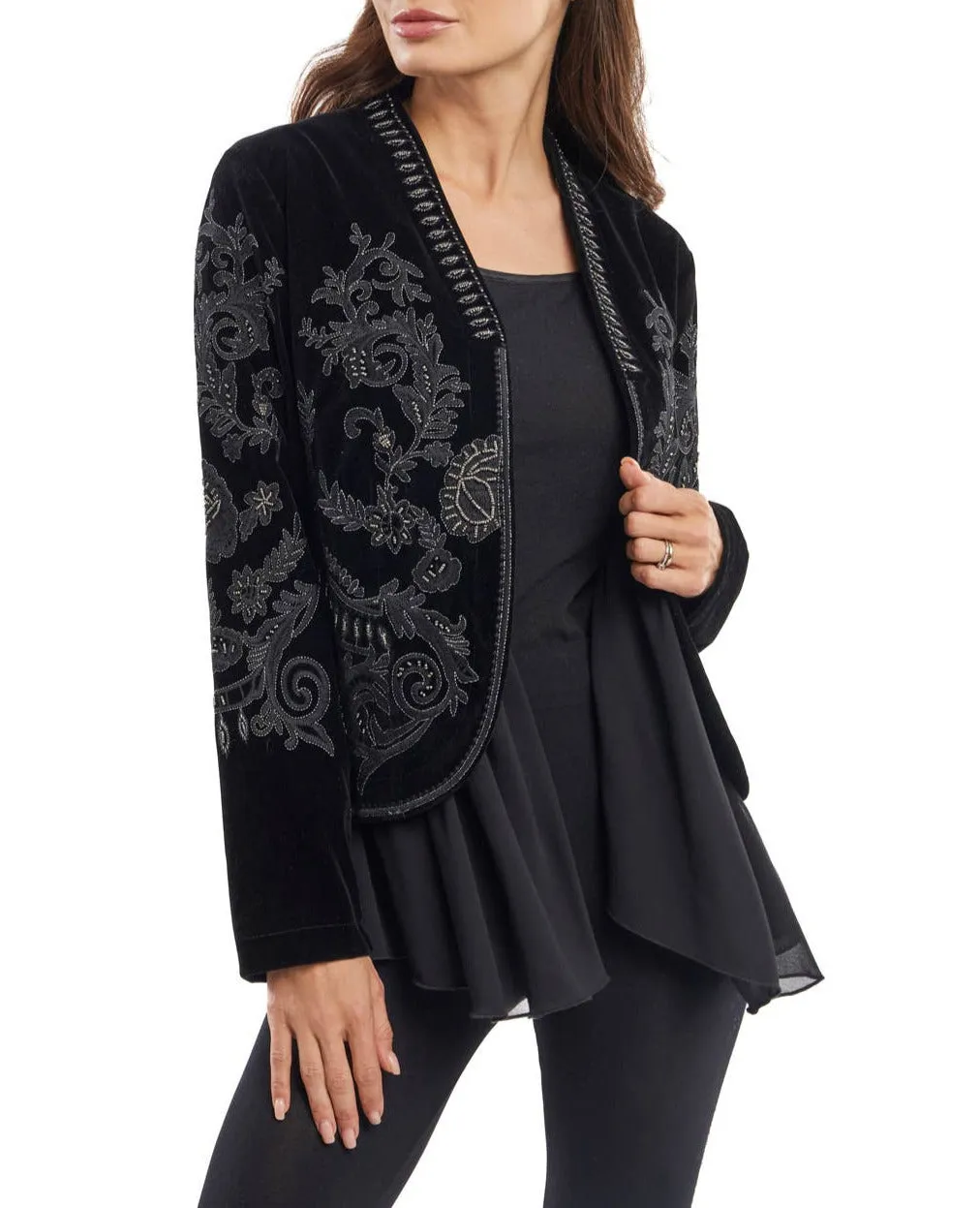 AD2339 - Velvet Embroidered Jacket,Women Wear