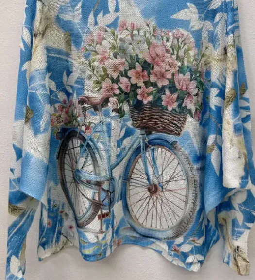 ART LAYERING SWEATER BLUE BIKE ZA,Women Wear
