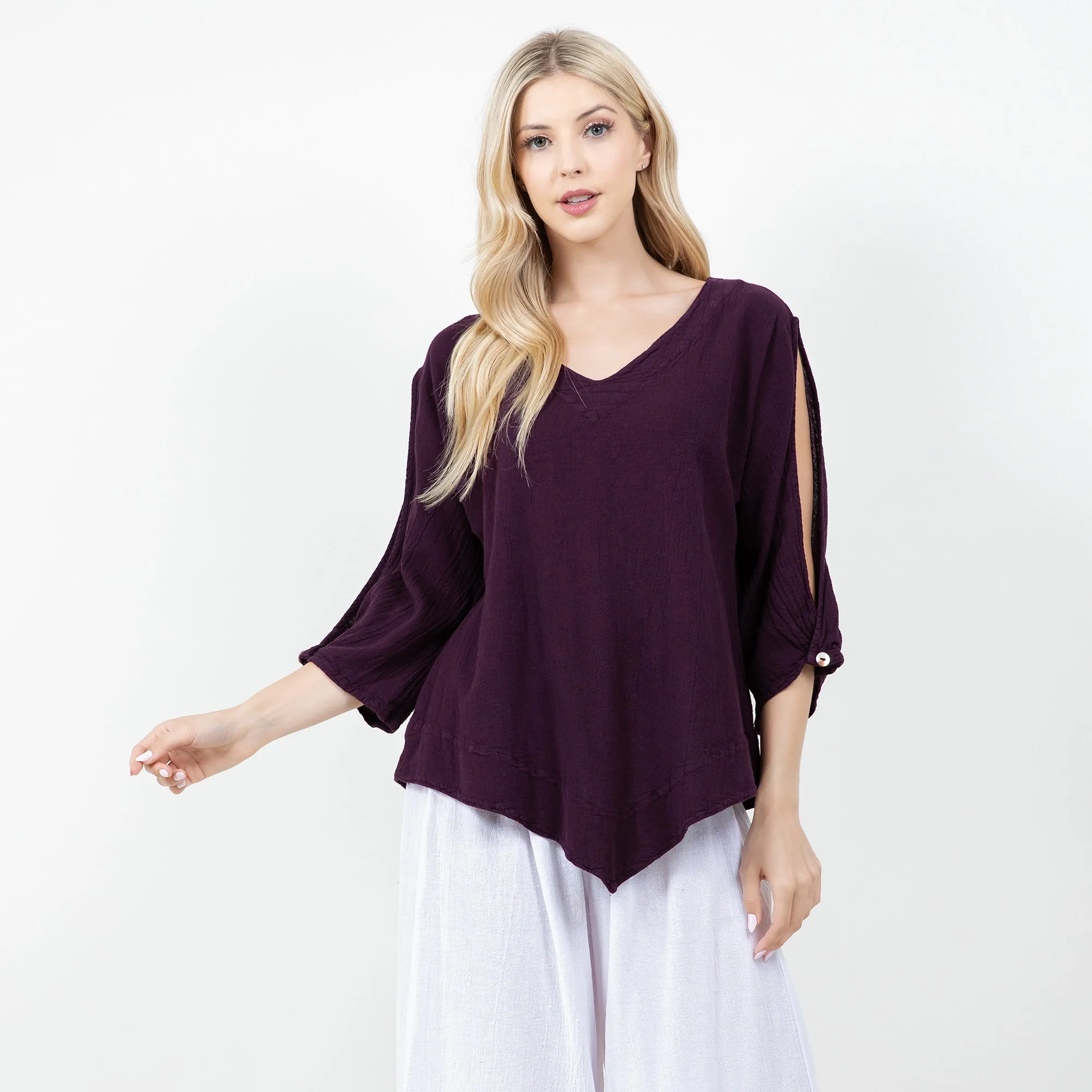 Barbara Top, Our Cut-Out 3/4 Sleeve Top,Women Wear
