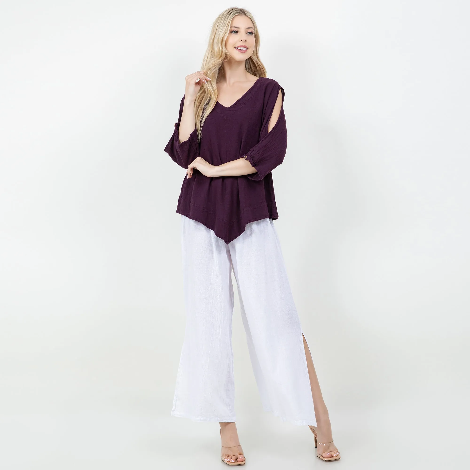 Barbara Top, Our Cut-Out 3/4 Sleeve Top,Women Wear