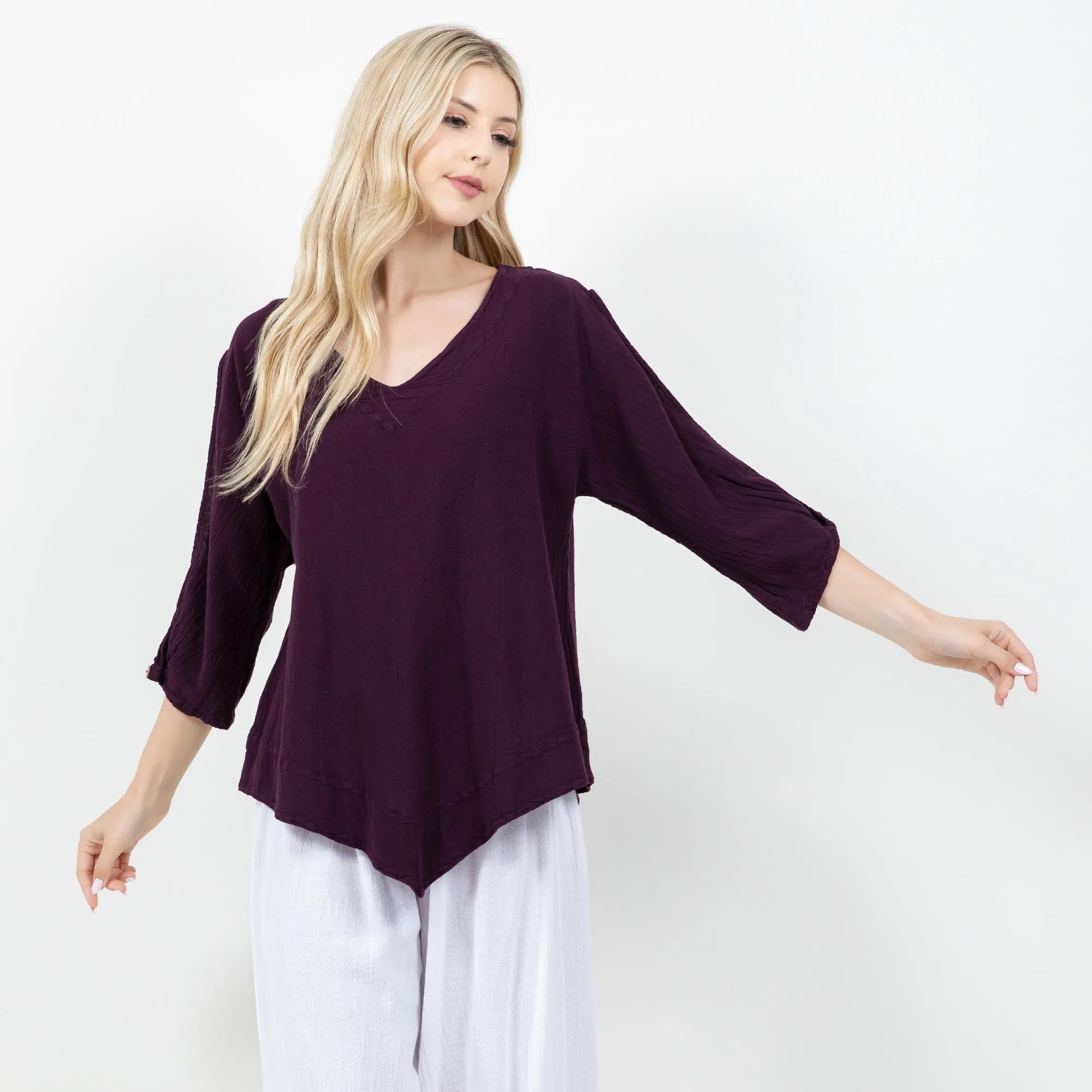 Barbara Top, Our Cut-Out 3/4 Sleeve Top,Women Wear